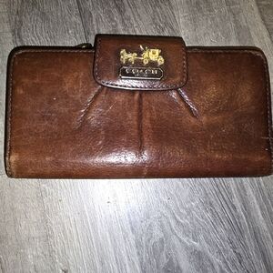 Brown Coach Wallet with Pink Interior